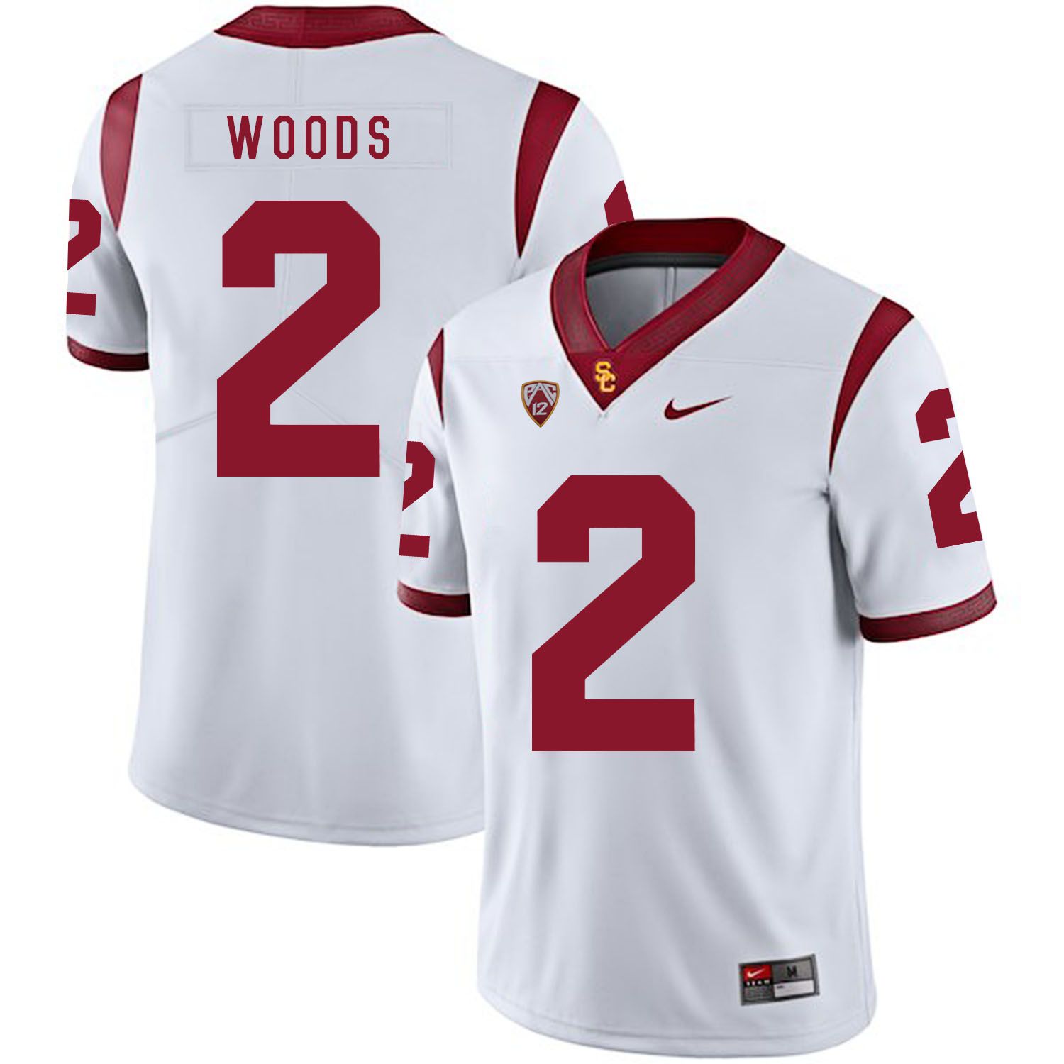 Men USC Trojans #2 Woods White Customized NCAA Jerseys->customized ncaa jersey->Custom Jersey